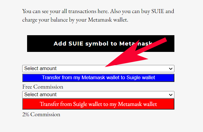 Transfer SUIE from Metamask to Suigle wallet
